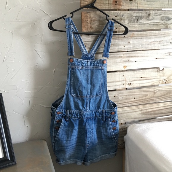 Last 1🎉Madewell Short Denim Overalls Dawkins Wash - Picture 2 of 7